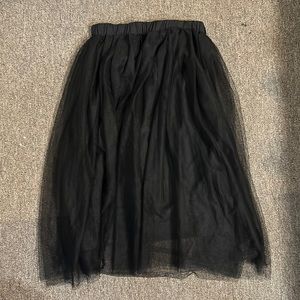 Black tulle midi skirt
